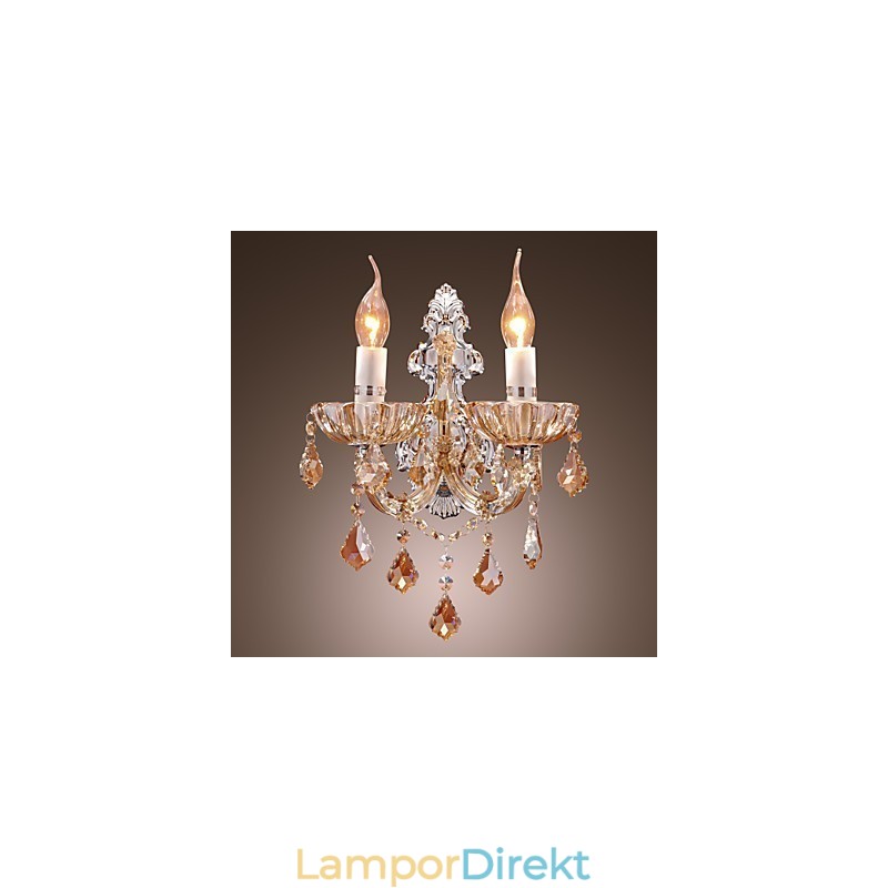 Elegant Kristallvägglampa Med 2 Lampor