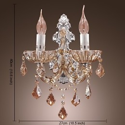 Elegant Kristallvägglampa Med 2 Lampor