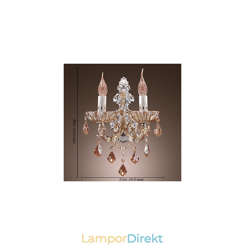 Elegant Kristallvägglampa Med 2 Lampor
