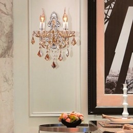 Elegant Kristallvägglampa Med 2 Lampor