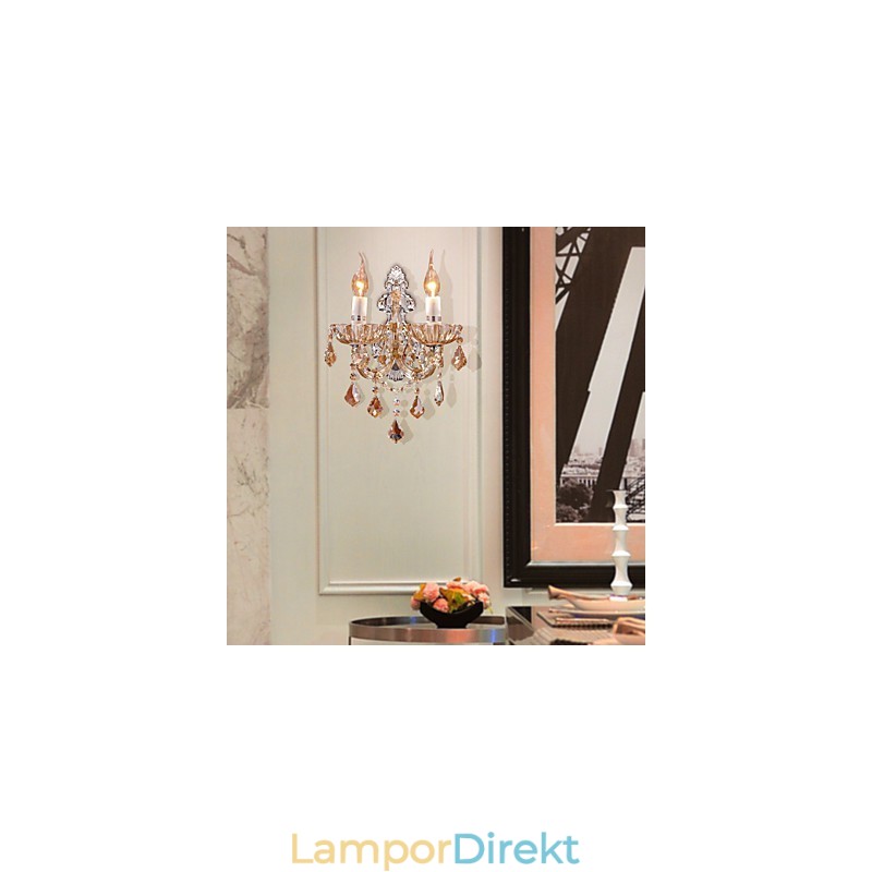 Elegant Kristallvägglampa Med 2 Lampor