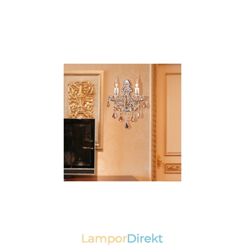 Elegant Kristallvägglampa Med 2 Lampor