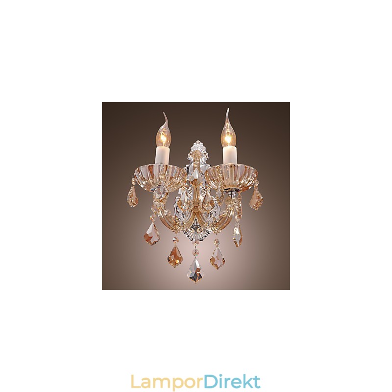 Elegant Kristallvägglampa Med 2 Lampor