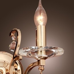 Gyllene Kristallvägglampa Med 2 Lampor