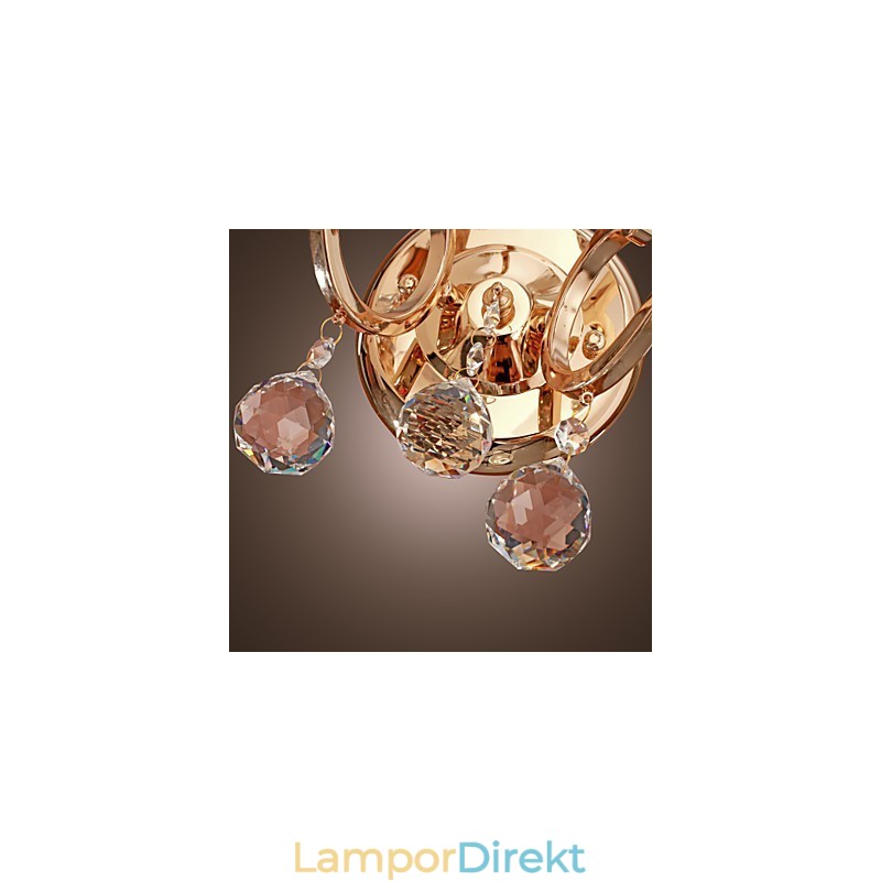 Gyllene Kristallvägglampa Med 2 Lampor