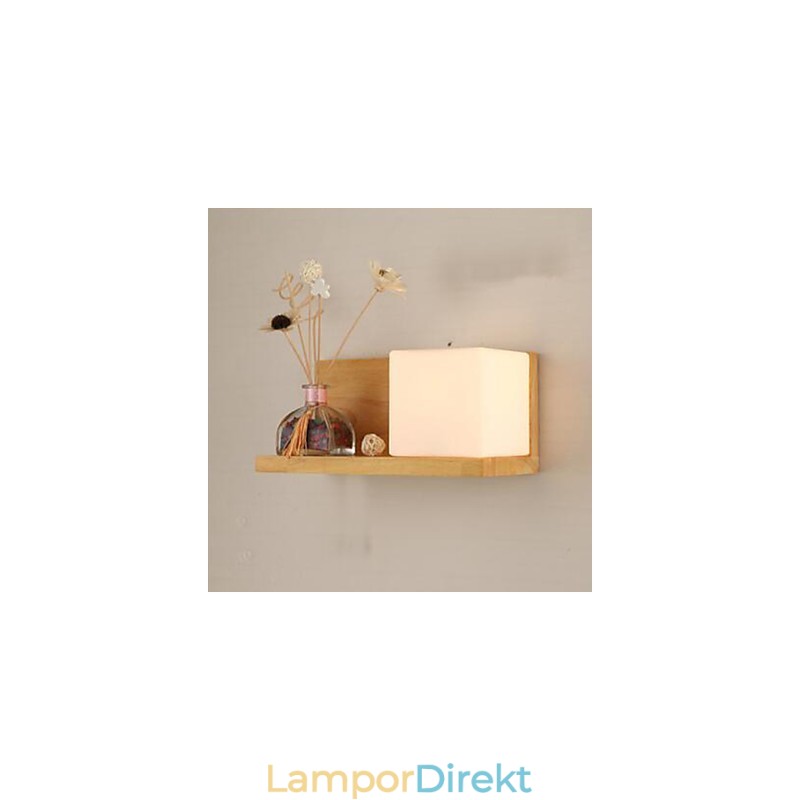 Kreativ Samtida Och Kontrakterad Vägglampa I Massivt Träglas