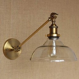 Iron Glas Brons Mässing Arm Style Retro Creative American Country Hall Sovrum Vägglampa