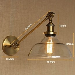 Iron Glas Brons Mässing Arm Style Retro Creative American Country Hall Sovrum Vägglampa
