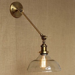 Iron Glas Brons Mässing Arm Style Retro Creative American Country Hall Sovrum Vägglampa