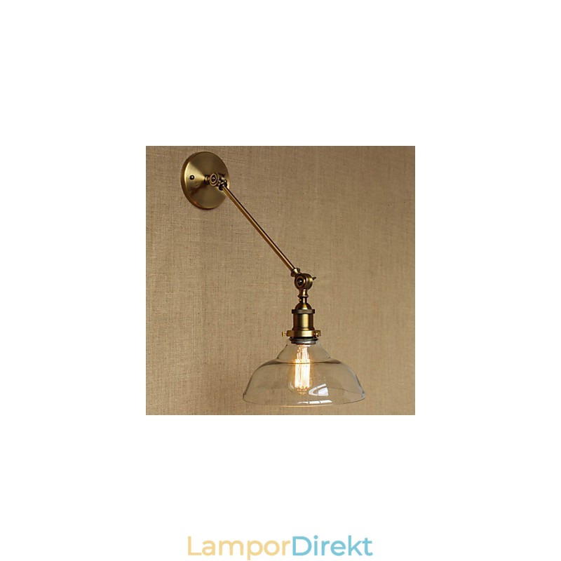 Iron Glas Brons Mässing Arm Style Retro Creative American Country Hall Sovrum Vägglampa