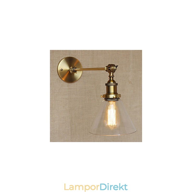Iron Glas Brons Mässing Arm Style Retro Creative American Country Hall Sovrum Vägglampa