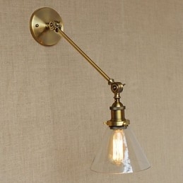 Iron Glas Brons Mässing Arm Style Retro Creative American Country Hall Sovrum Vägglampa