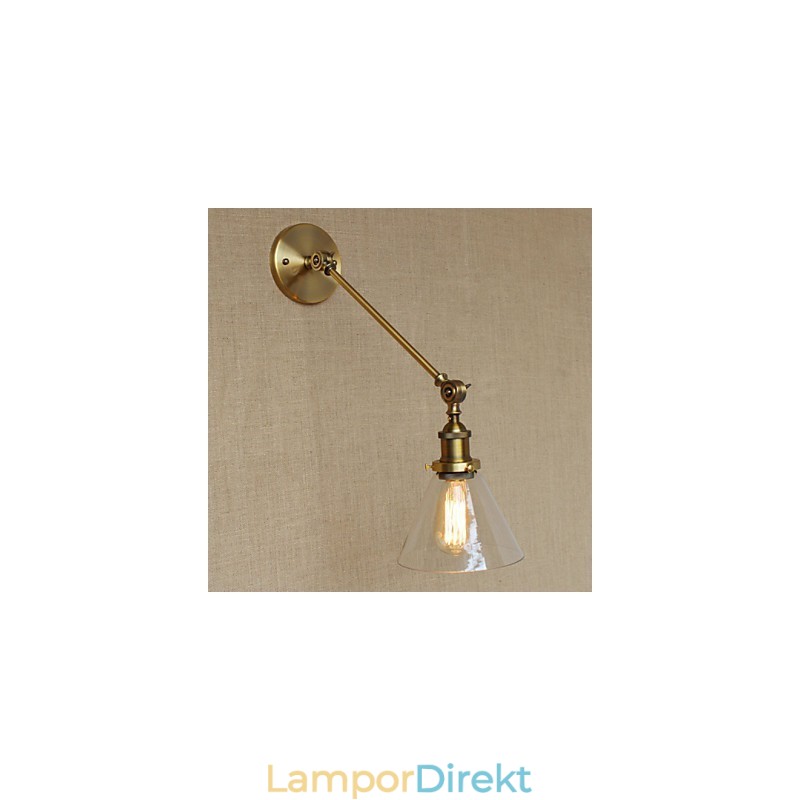 Iron Glas Brons Mässing Arm Style Retro Creative American Country Hall Sovrum Vägglampa