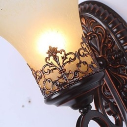 Europa Typ Återställa Gamla Sätt Smidesjärn Sovrum Glas Vägglampa Light