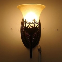 Europa Typ Återställa Gamla Sätt Smidesjärn Sovrum Glas Vägglampa Light