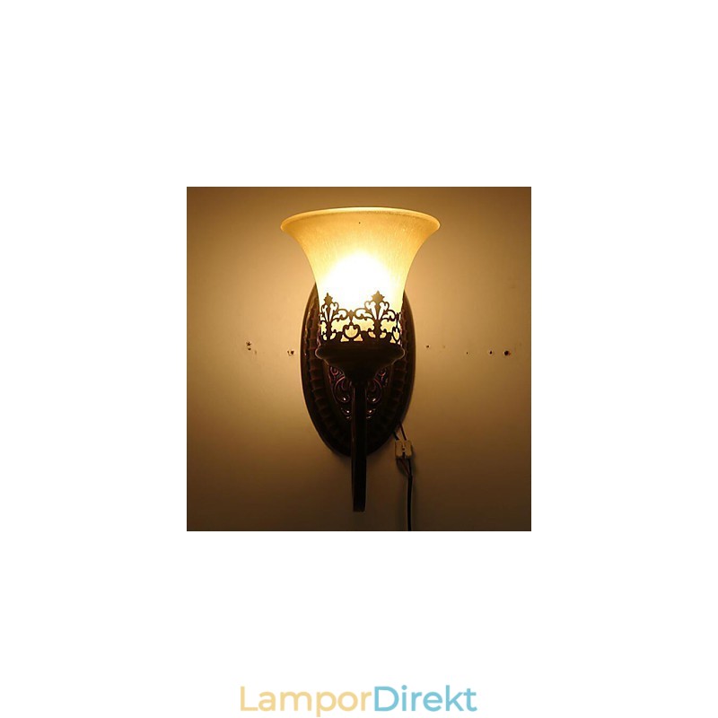 Europa Typ Återställa Gamla Sätt Smidesjärn Sovrum Glas Vägglampa Light