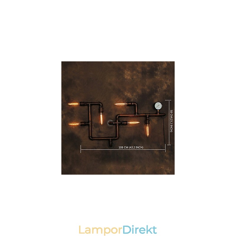 Vägglampa Vägglampor 6 Lampor Bronsfinish Industriell Stil Rustik Lodge Metall