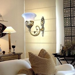 Brons Vägglampor Ljus Moire Glas European Retro Classic 220V