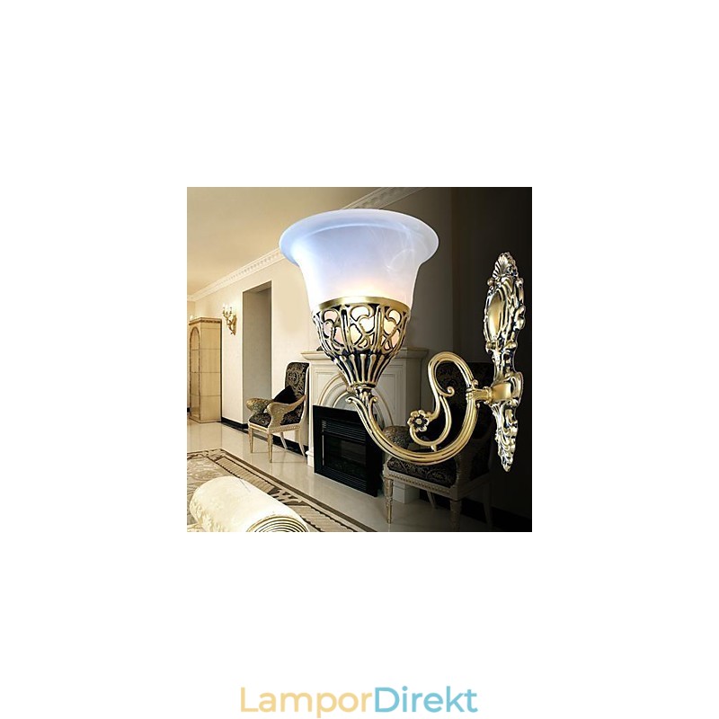 Brons Vägglampor Ljus Moire Glas European Retro Classic 220V