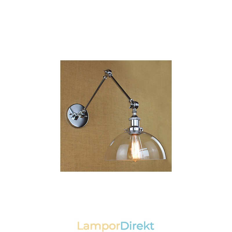 Teleskopisk Retro Vägglampa I Kromglas