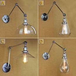 Teleskopisk Retro Vägglampa I Kromglas
