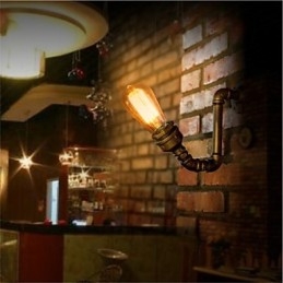 American Village Loft Industrial Edison Style Vintage Vägglampa Retro Vattenrör Lampa Vägglampa