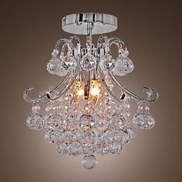 Modern Och Modern Kristall I Ministil Galvaniserad Metallkrona Flush Mount