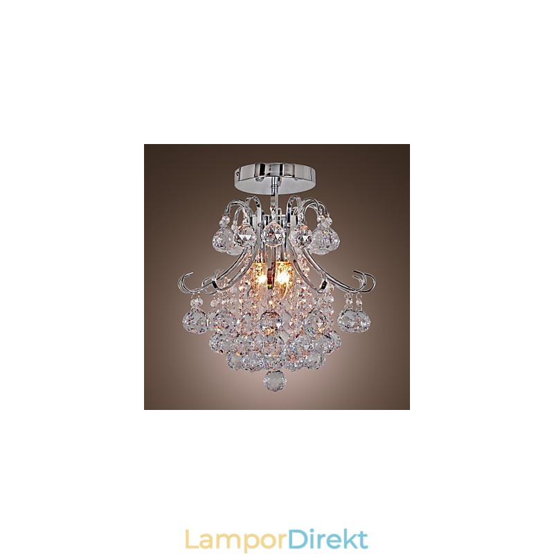 Modern Och Modern Kristall I Ministil Galvaniserad Metallkrona Flush Mount