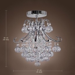 Modern Och Modern Kristall I Ministil Galvaniserad Metallkrona Flush Mount