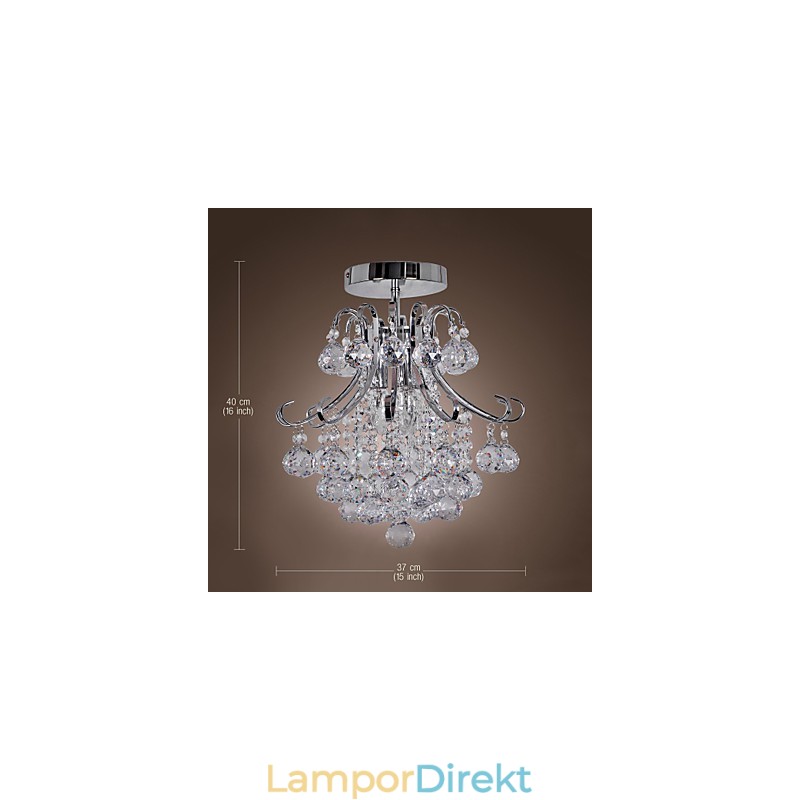 Modern Och Modern Kristall I Ministil Galvaniserad Metallkrona Flush Mount