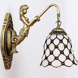 Europeiska Kontrakterade Landsbygdens Kreativa Smidesjärn Vägglampa Glas Ljus