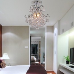 Modern Och Modern Kristall I Ministil Galvaniserad Metallkrona Flush Mount