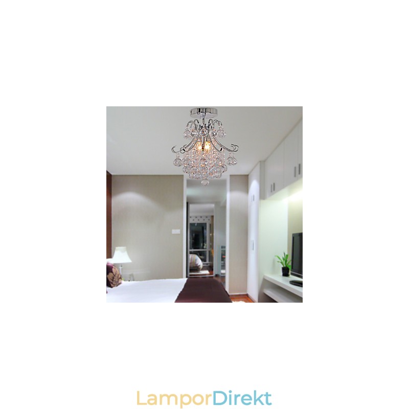 Modern Och Modern Kristall I Ministil Galvaniserad Metallkrona Flush Mount