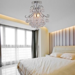 Modern Och Modern Kristall I Ministil Galvaniserad Metallkrona Flush Mount