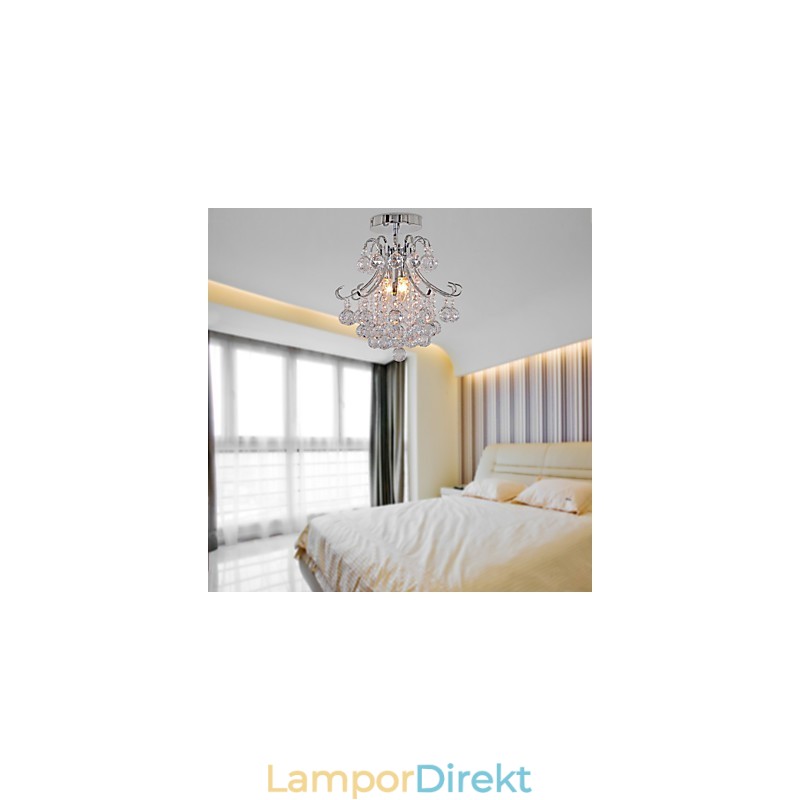 Modern Och Modern Kristall I Ministil Galvaniserad Metallkrona Flush Mount