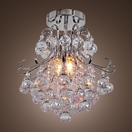 Modern Och Modern Kristall I Ministil Galvaniserad Metallkrona Flush Mount