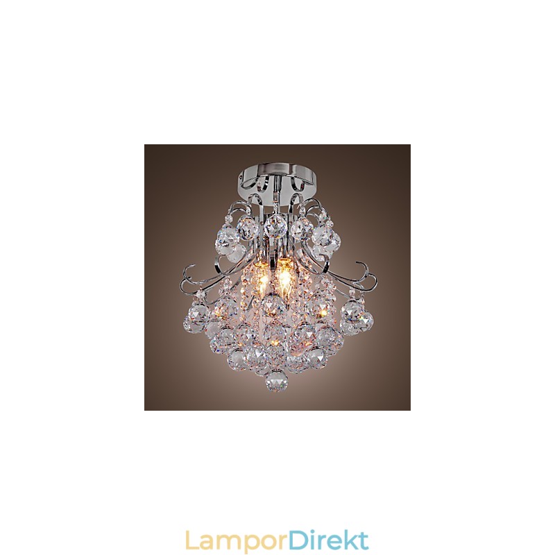 Modern Och Modern Kristall I Ministil Galvaniserad Metallkrona Flush Mount