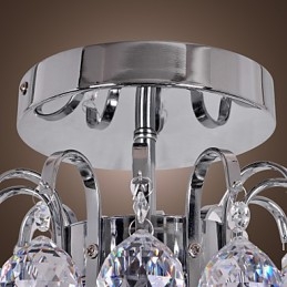 Modern Och Modern Kristall I Ministil Galvaniserad Metallkrona Flush Mount