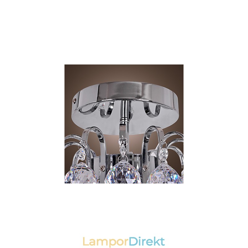 Modern Och Modern Kristall I Ministil Galvaniserad Metallkrona Flush Mount