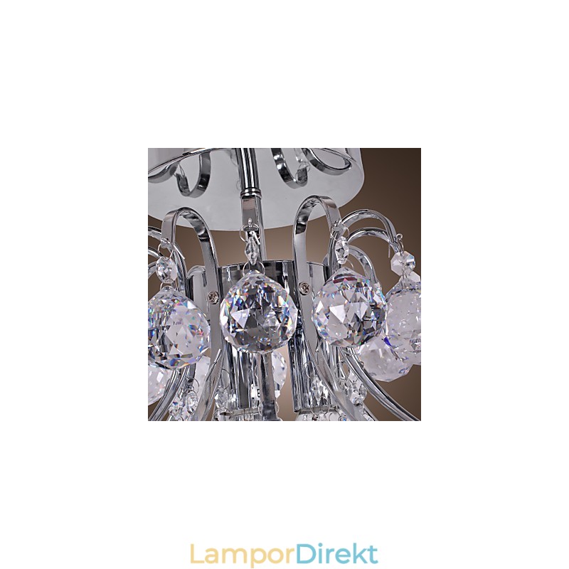 Modern Och Modern Kristall I Ministil Galvaniserad Metallkrona Flush Mount