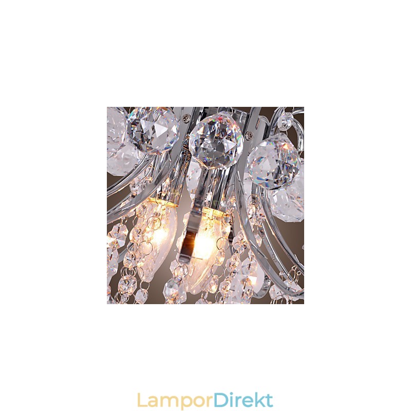 Modern Och Modern Kristall I Ministil Galvaniserad Metallkrona Flush Mount