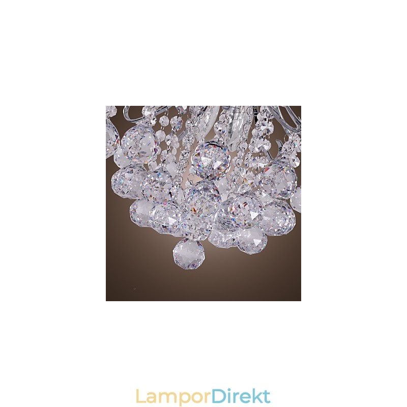 Modern Och Modern Kristall I Ministil Galvaniserad Metallkrona Flush Mount