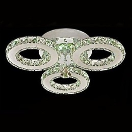 Crystal Flush Mount 3 Lampor Modernt Genomskinligt Galvaniskt Rostfritt Stål