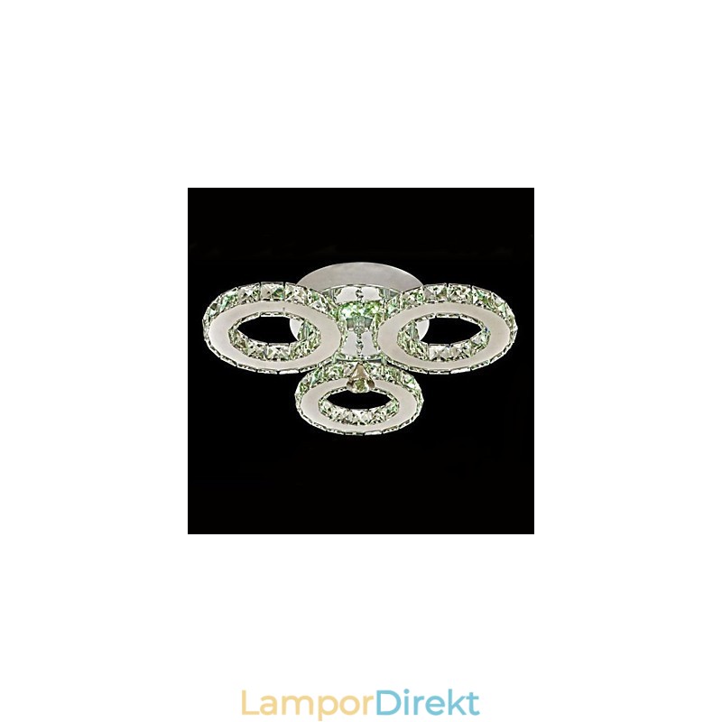 Crystal Flush Mount 3 Lampor Modernt Genomskinligt Galvaniskt Rostfritt Stål