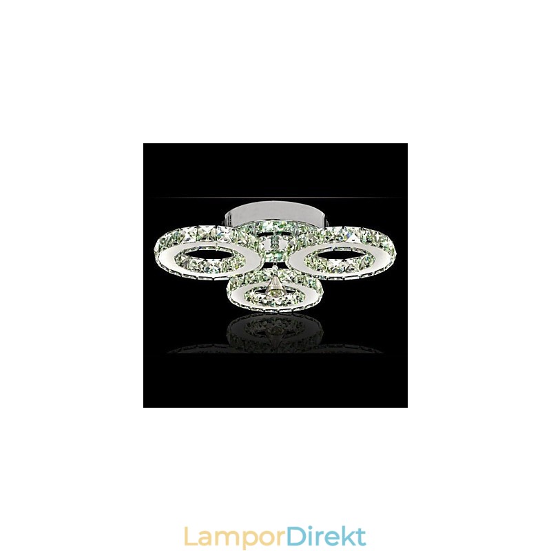 Crystal Flush Mount 3 Lampor Modernt Genomskinligt Galvaniskt Rostfritt Stål