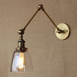 Retro Vintage Rack Bedroom Bedside Exklusiv Hotelllobby Dekorerad Antik Brons Vägglampa