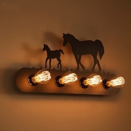 American Village Pastoral Loft Style Sovrum Gångjärn Retro Wild Horse Vägglampor Gratis Frakt