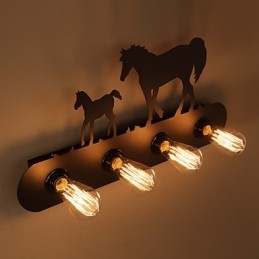 American Village Pastoral Loft Style Sovrum Gångjärn Retro Wild Horse Vägglampor Gratis Frakt