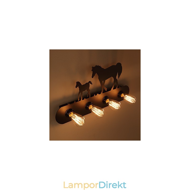 American Village Pastoral Loft Style Sovrum Gångjärn Retro Wild Horse Vägglampor Gratis Frakt