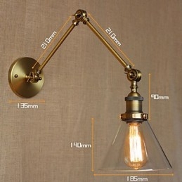 Industriell Stil Retro Vintage Butiker Sovrum Modern Kyrksal Dekorerad Brons Vägglampa